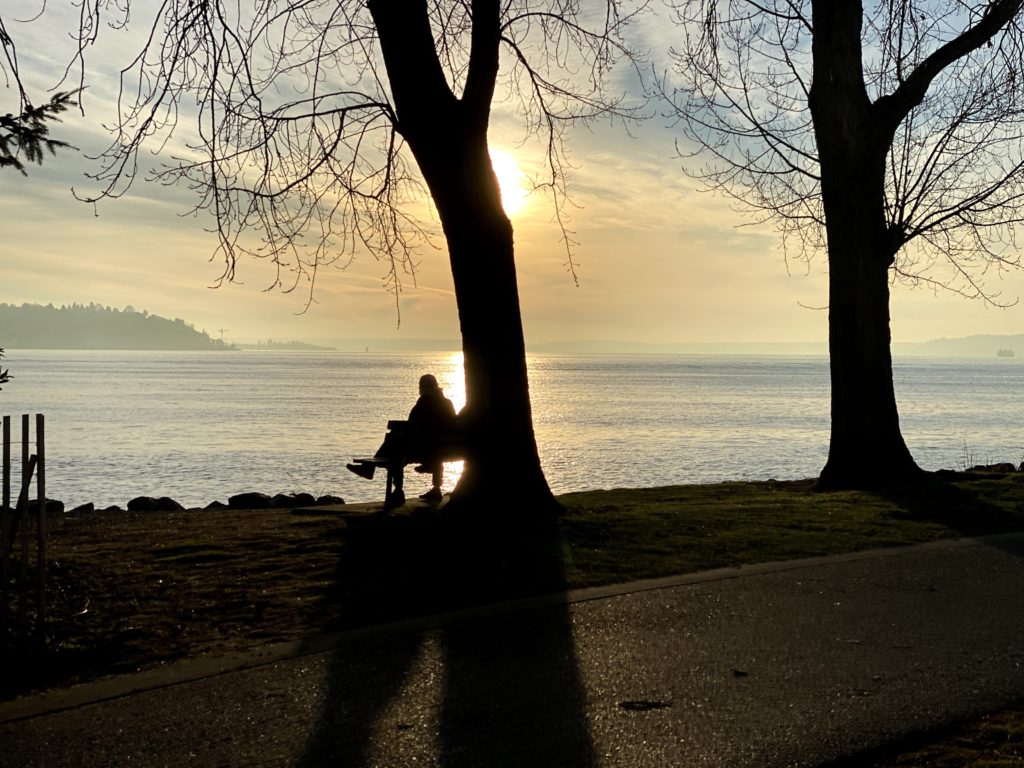 Millennial sitting by the water