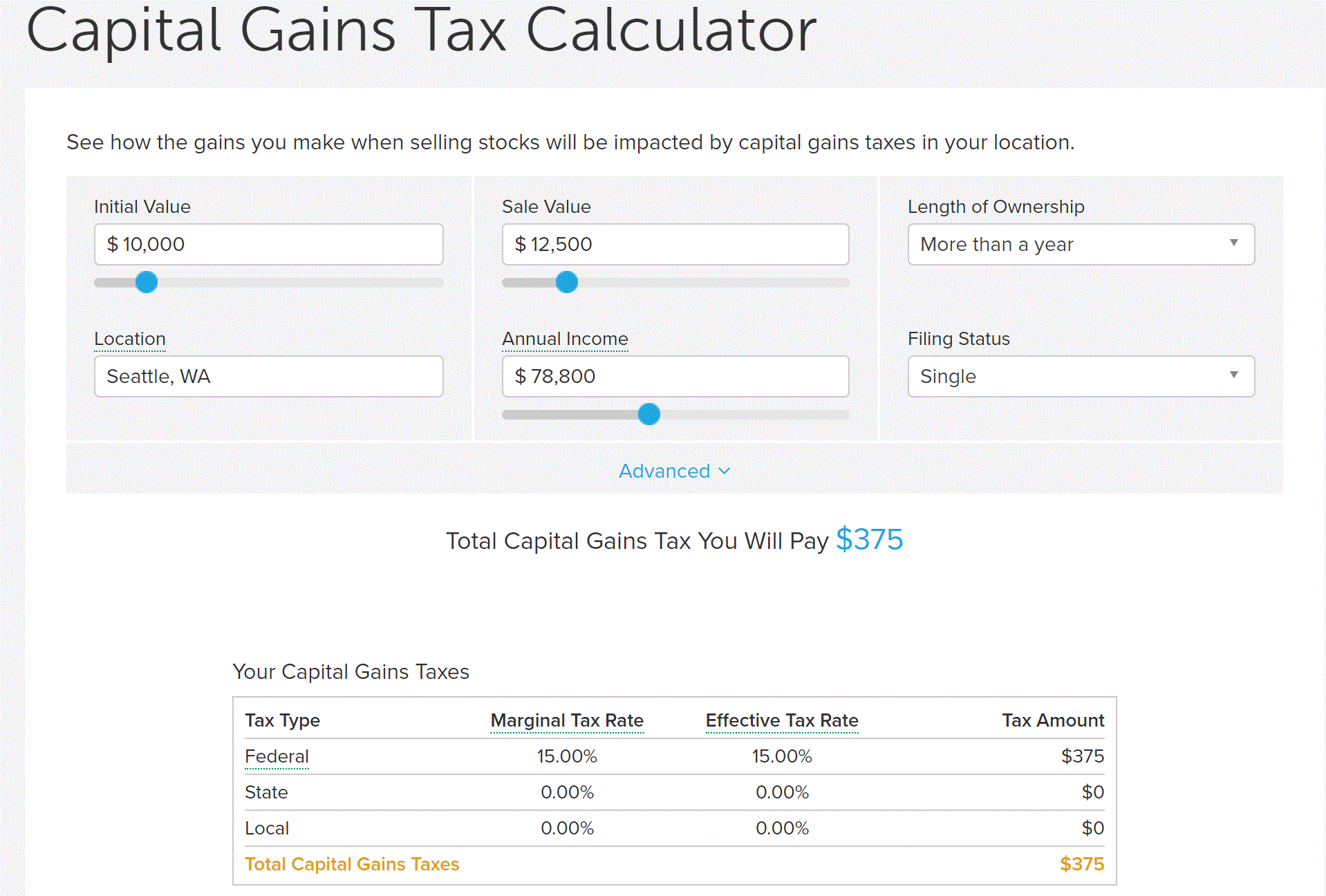 Capital Gains Tax Calculator