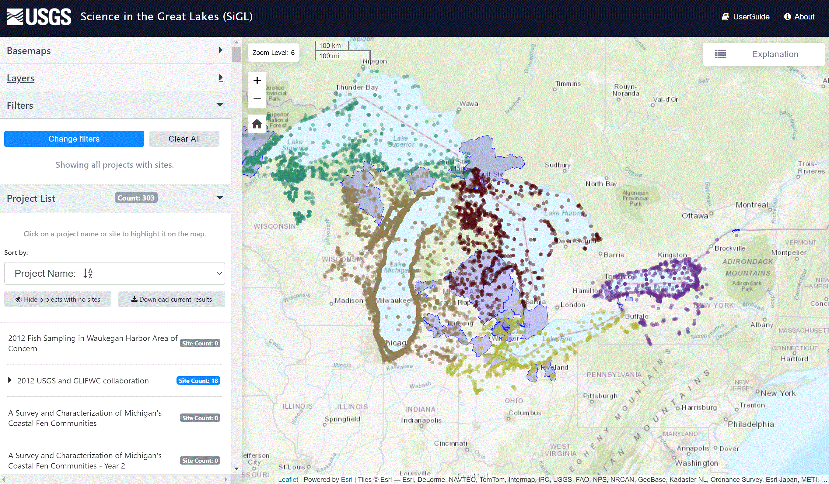 Science In The Great Lakes Mapper