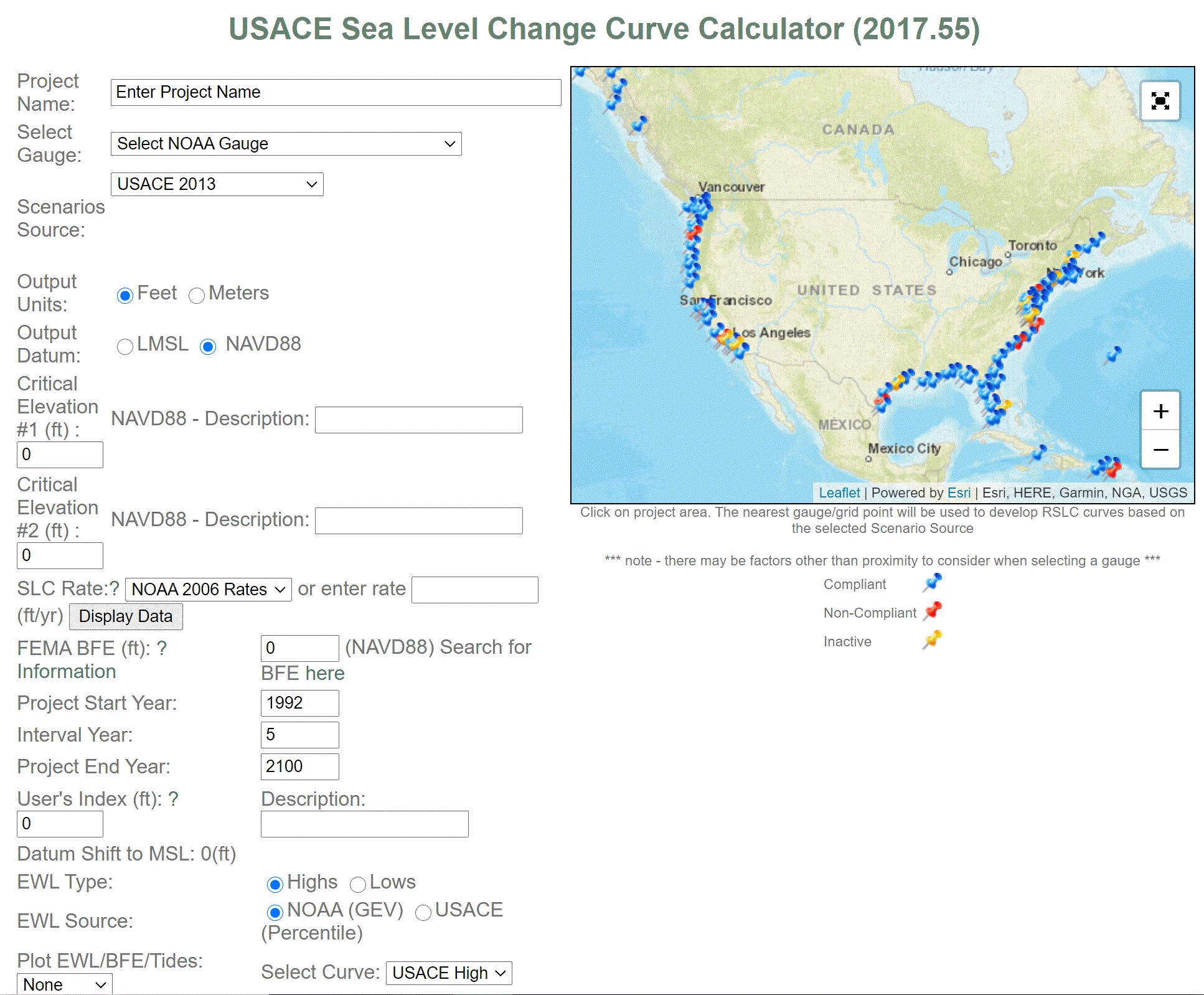 Sea Level Change Curve Calculator