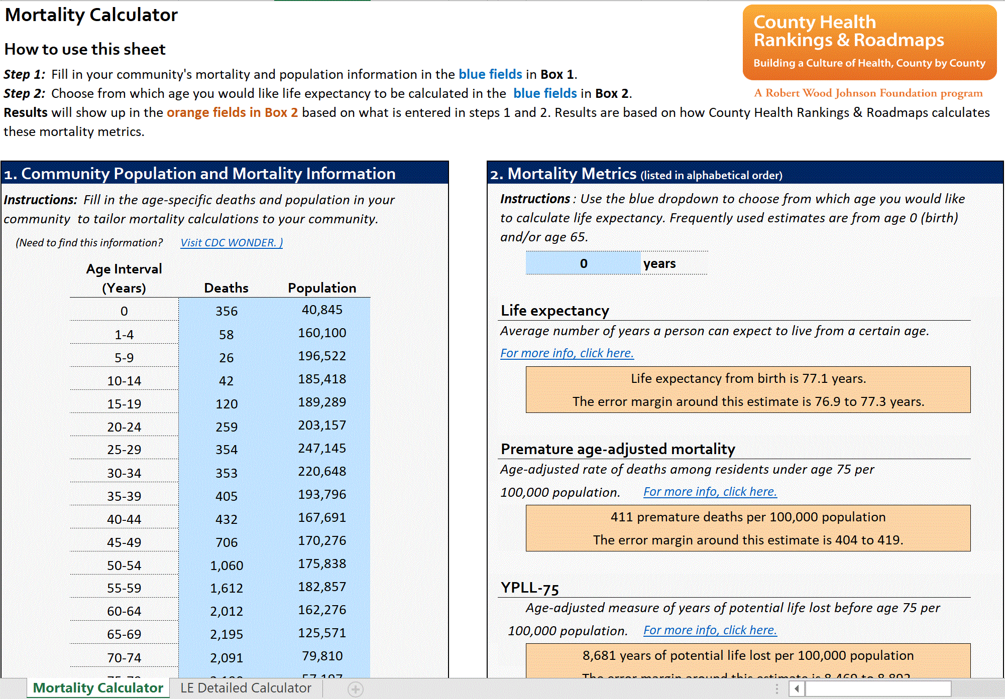 Mortality And Life Expectancy Calculator