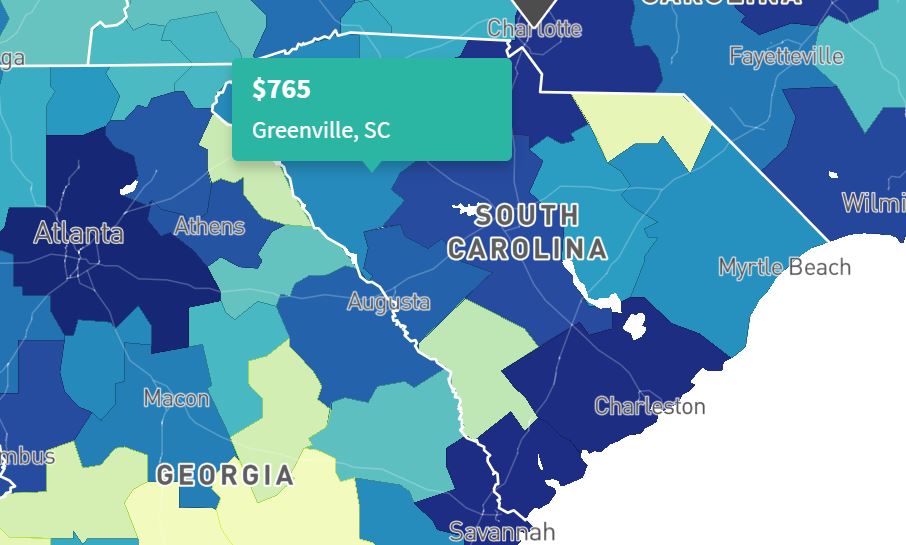 median rent in south carolina