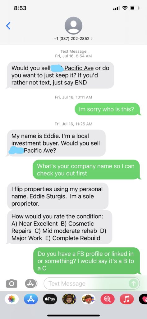 texting with a house flipper