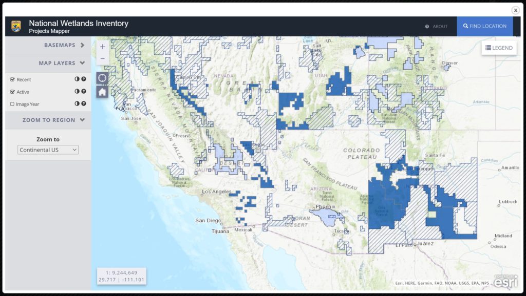 wetlands projects in the United States